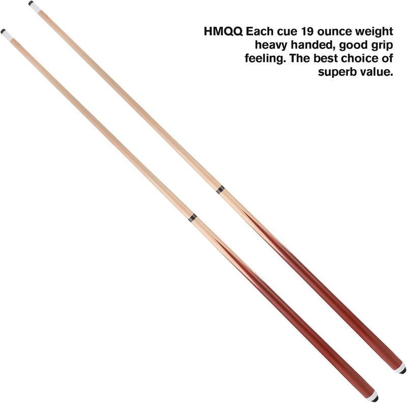 HMQQ 2-Pieces Pool Cue Stick with Coffee Color and 13mm Leather Tip Weight 20OZ (48" Set of 2/ Set of 4, 58" Set of 2/ Set of 4/ Set of 6 20OZ) - Image 2